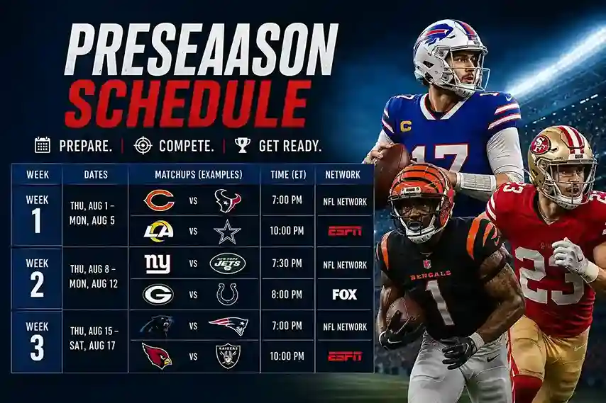 NFL preseason scores and standings tracker
