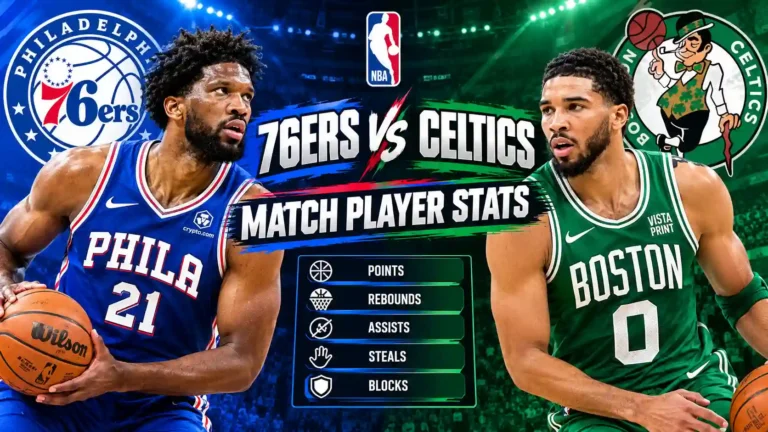 Philadelphia 76ers vs Boston Celtics match player stats comparison featuring Joel Embiid and Jayson Tatum